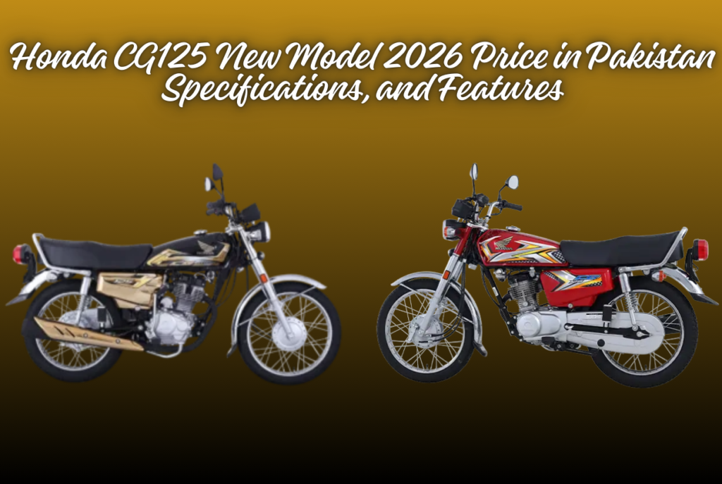 Honda CG125 2026 model in Pakistan featuring updated stickers, classic design, and 124cc engine priced from PKR 238,500