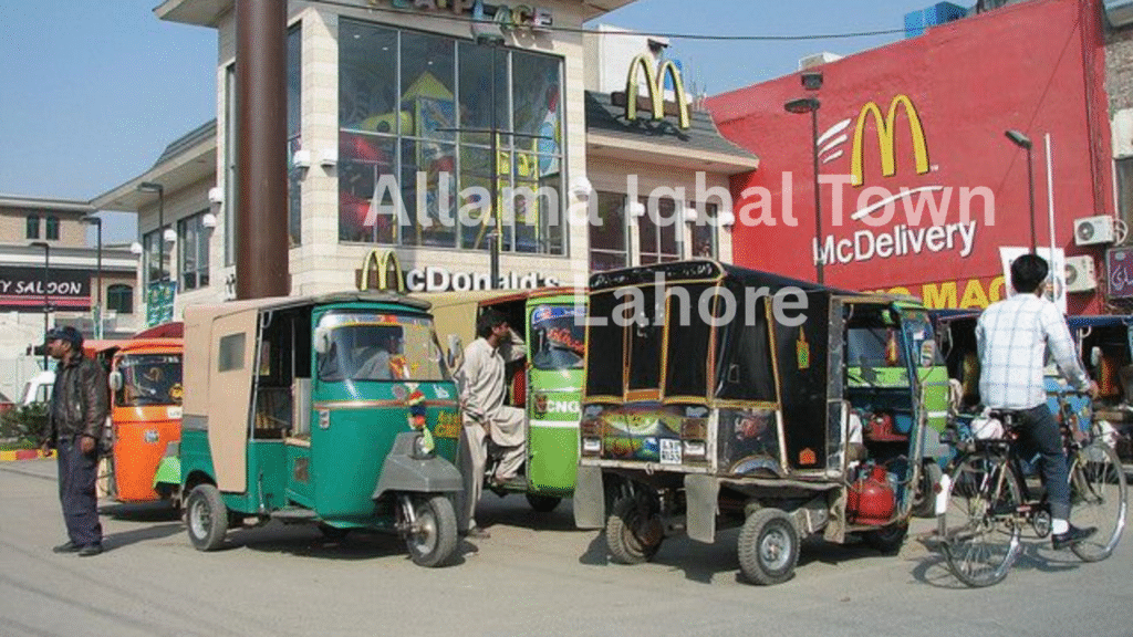 Beautiful view of Allama Iqbal Town, Lahore – a vibrant residential and commercial hub.