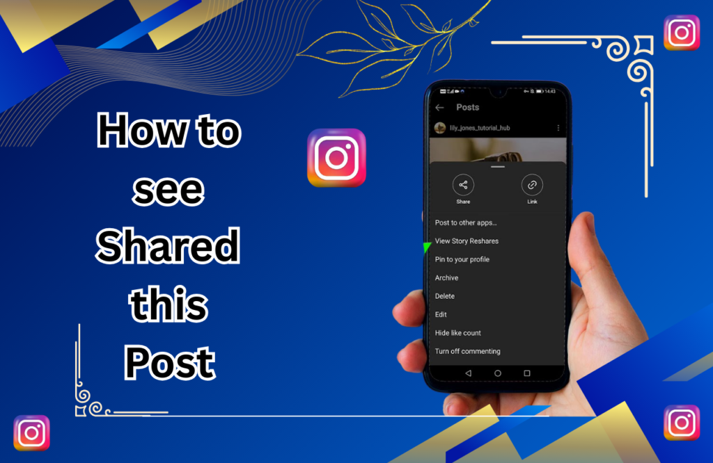 Person checking Instagram on a smartphone, looking at post analytics and engagement metrics.