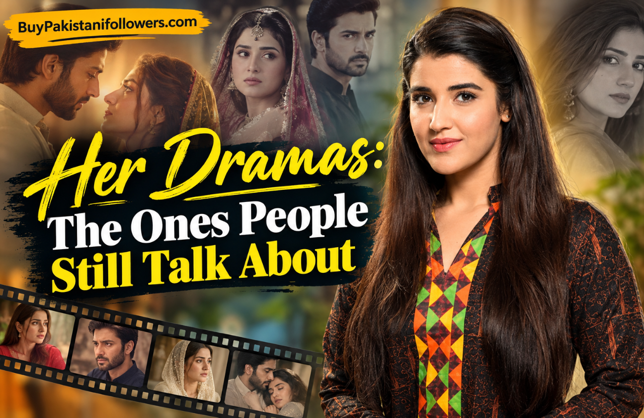 Hareem Farooq in a Pakistani drama thumbnail featuring her memorable dramas